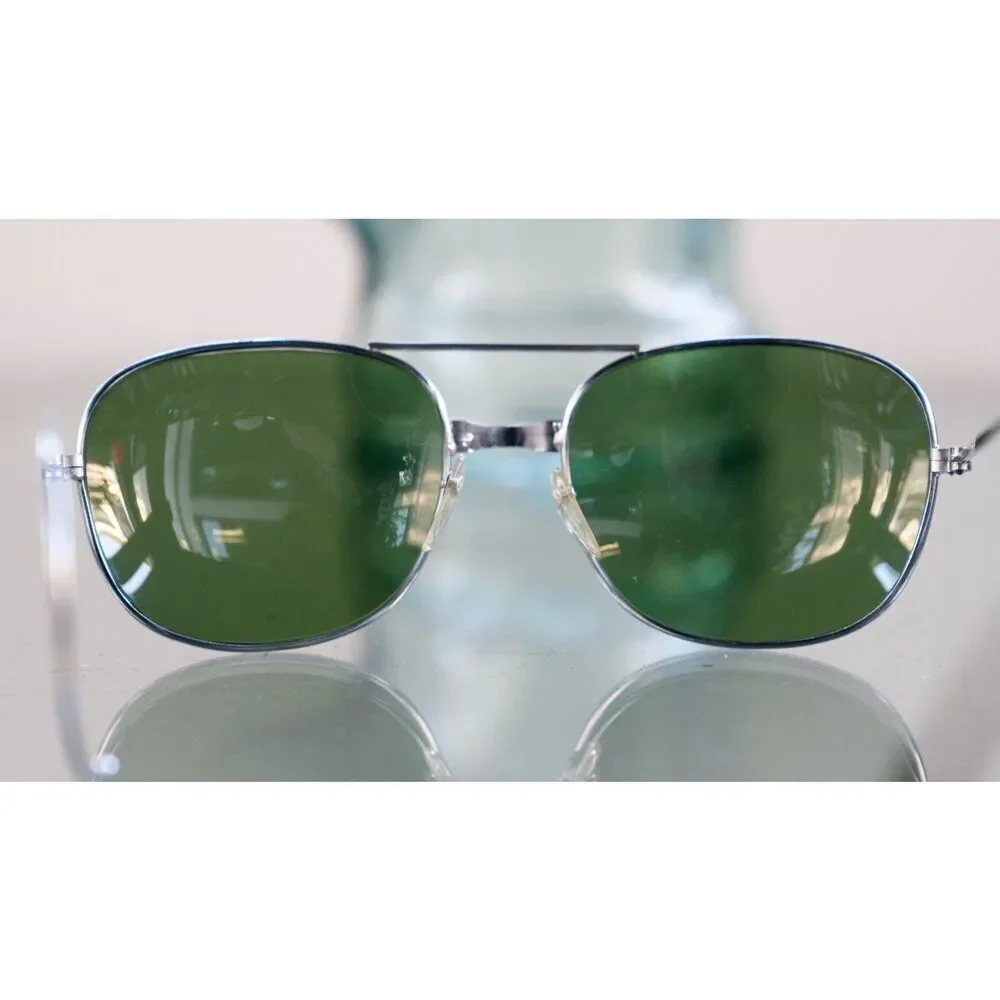 Vintage USAF United States Air Force Aviator Sunglasses Silver‎ Wrap Around Rare